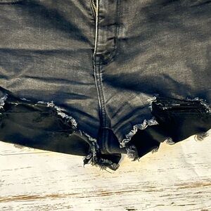 Distressed AE Black Denim Shorts